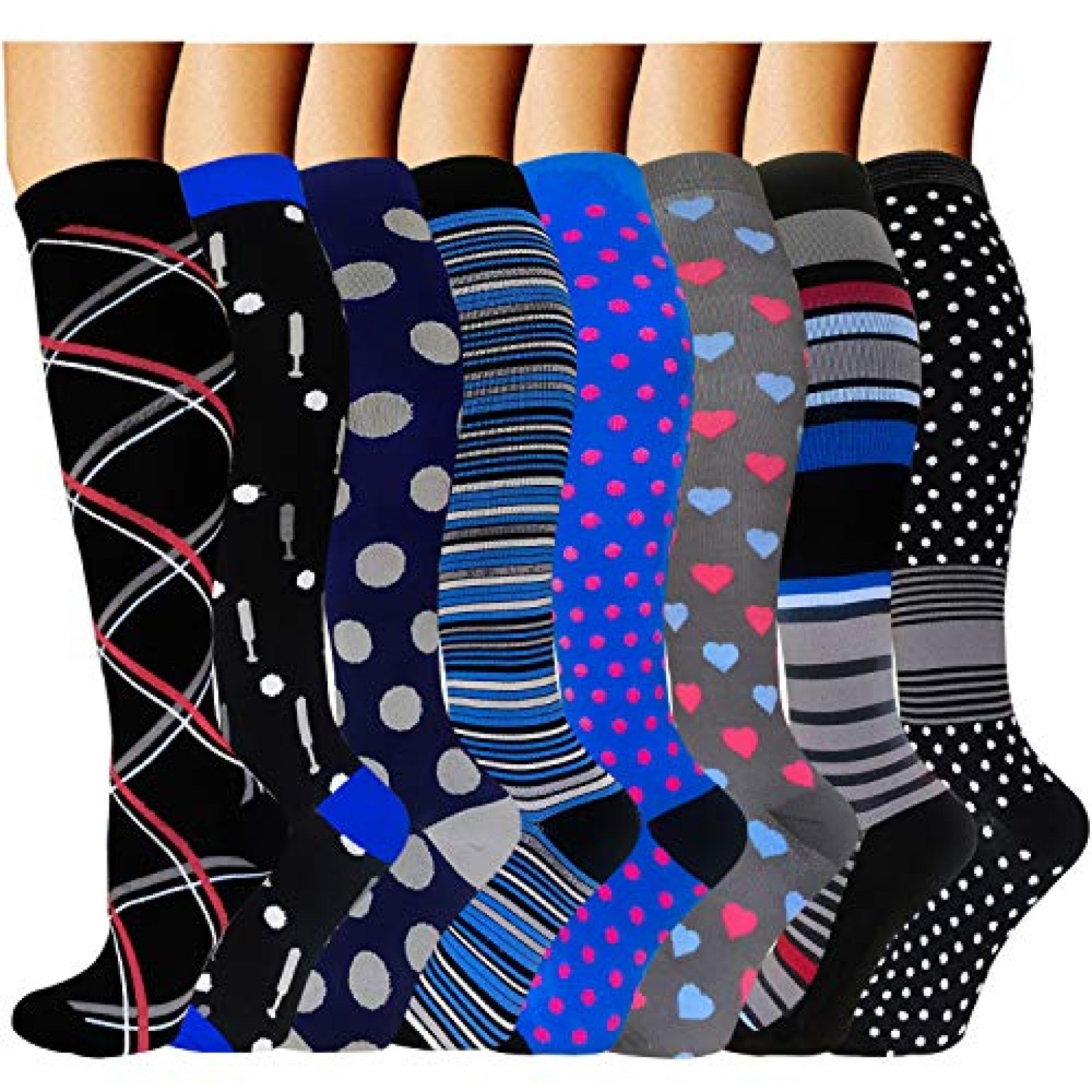 8 Pairs Compression Socks Women Men Best Medical Nursing Hiking 